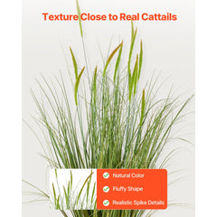 VEVOR Artificial Grass Plant, 2 Pack 35 inch Cattail Grass in Pot, Premium PVC Faux Fake Greenery Shrubs Plant for