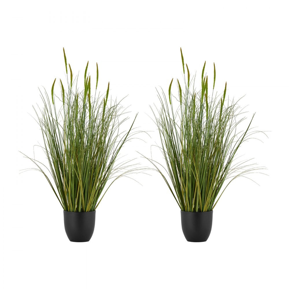 VEVOR Artificial Grass Plant, 2 Pack 35 inch Cattail Grass in Pot, Premium PVC Faux Fake Greenery Shrubs Plant for
