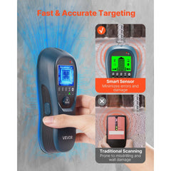 VEVOR Stud Finder Wall Scanner, 5 in 1, Electronic Wall Stud Detector with Smart Sensor, High-Definition LCD Display