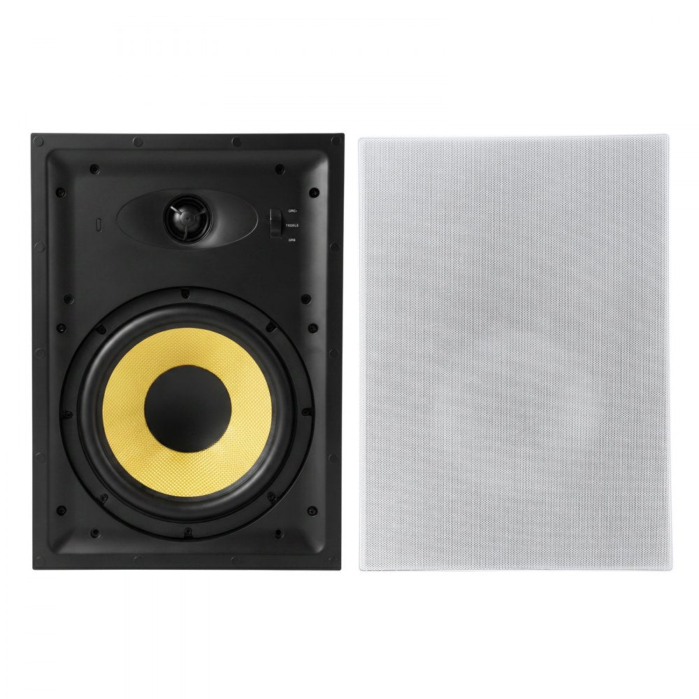 VEVOR In-Wall Speakers, 8", In Wall Speaker System with Paintable Grille, Hi-Fi Sound, 200W Peak, 2-Way Rectangular