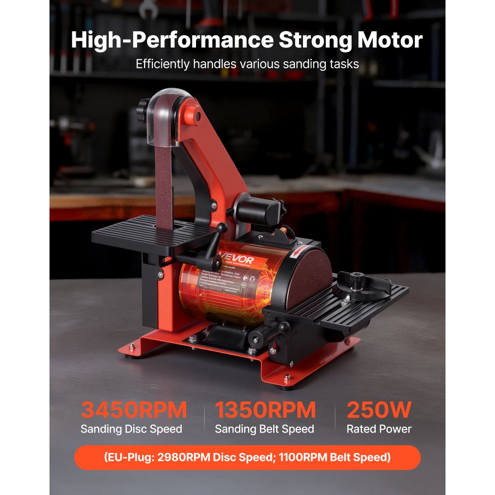 VEVOR 5" Disc Sander & 1" x 30" Belt Sander, 250W Benchtop Belt Disc Sanders Combo with 0 - 45° Adjustable Worktable &