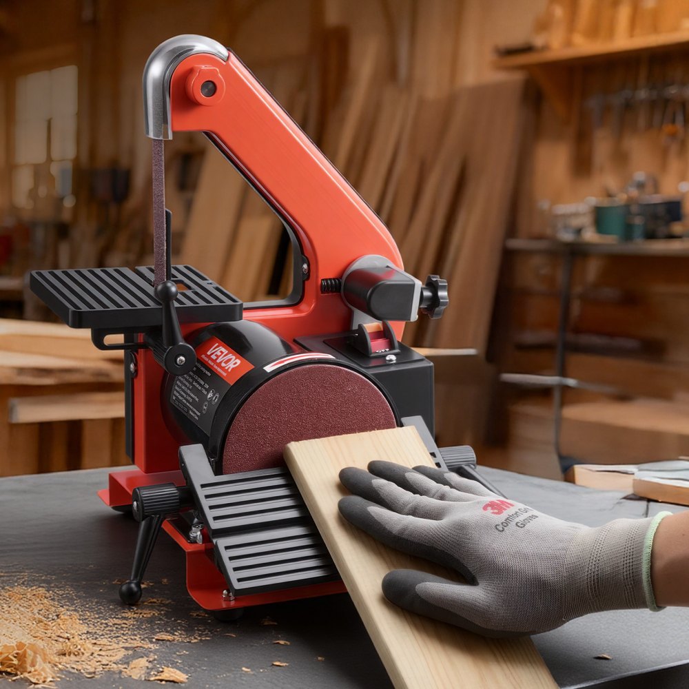 VEVOR 5" Disc Sander & 1" x 30" Belt Sander, 250W Benchtop Belt Disc Sanders Combo with 0 - 45° Adjustable Worktable &