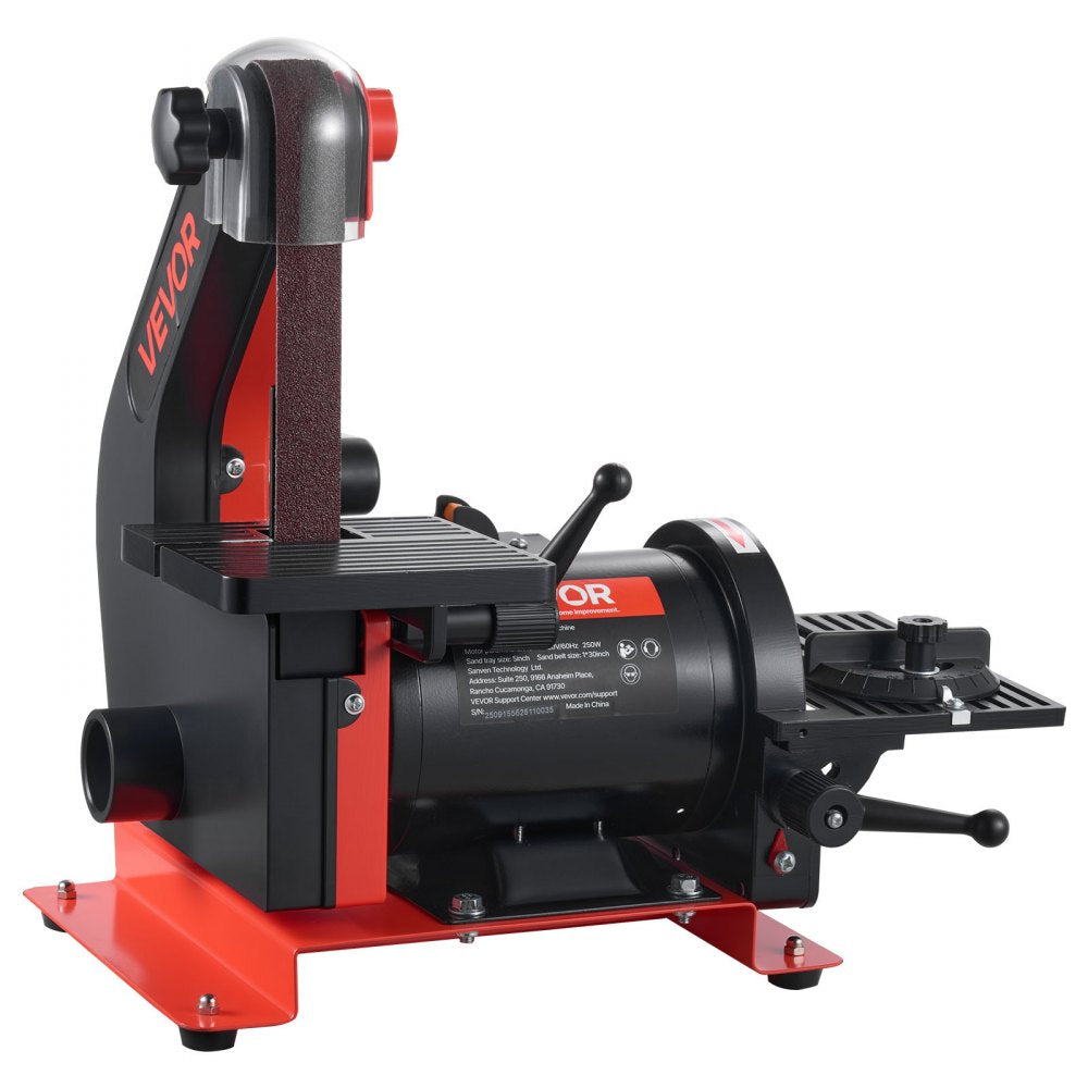 VEVOR 5" Disc Sander & 1" x 30" Belt Sander, 250W Benchtop Belt Disc Sanders Combo with 0 - 45° Adjustable Worktable &