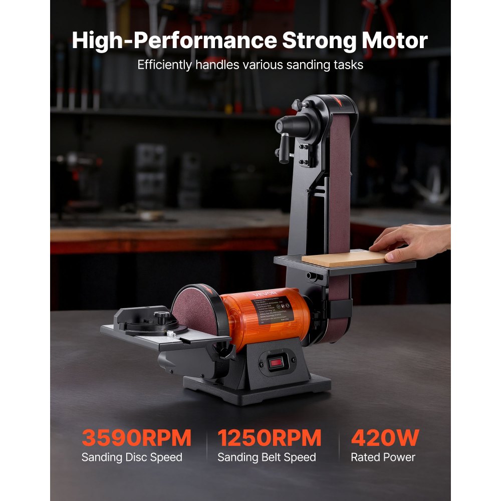 VEVOR 6" Disc Sander & 2" x 42" Belt Sander, 420W Professional Bench Belt Disc Sanders Combo with Multiple Angle