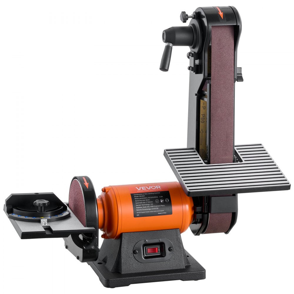 VEVOR 6" Disc Sander & 2" x 42" Belt Sander, 420W Professional Bench Belt Disc Sanders Combo with Multiple Angle