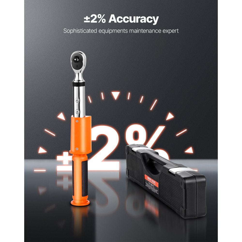 VEVOR Digital Torque Wrench, 3/8 Inch Drive, 0-99.57 lbf-ft / 0-135 N.m, 72-Tooth, ±2% High Accuracy Electronic Torque