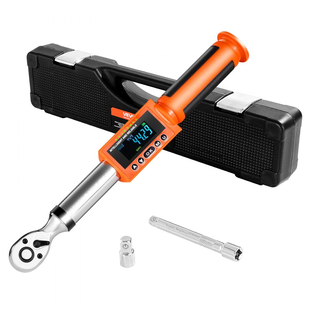 VEVOR Digital Torque Wrench, 3/8 Inch Drive, 0-99.57 lbf-ft / 0-135 N.m, 72-Tooth, ±2% High Accuracy Electronic Torque