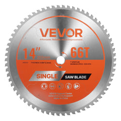 VEVOR Circular Saw Blade, 14 inch Diameter, 66 Sharp Alloy Teeth, 1 inch Arbor, Fine Finish, Metal Cutting Blade for