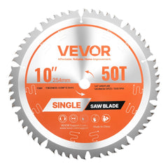 VEVOR Circular Saw Blade, 10 inch Diameter, 50 Sharp Alloy Teeth, 5/8 inch Arbor, Fine Finish, Wood Cutting Blade for