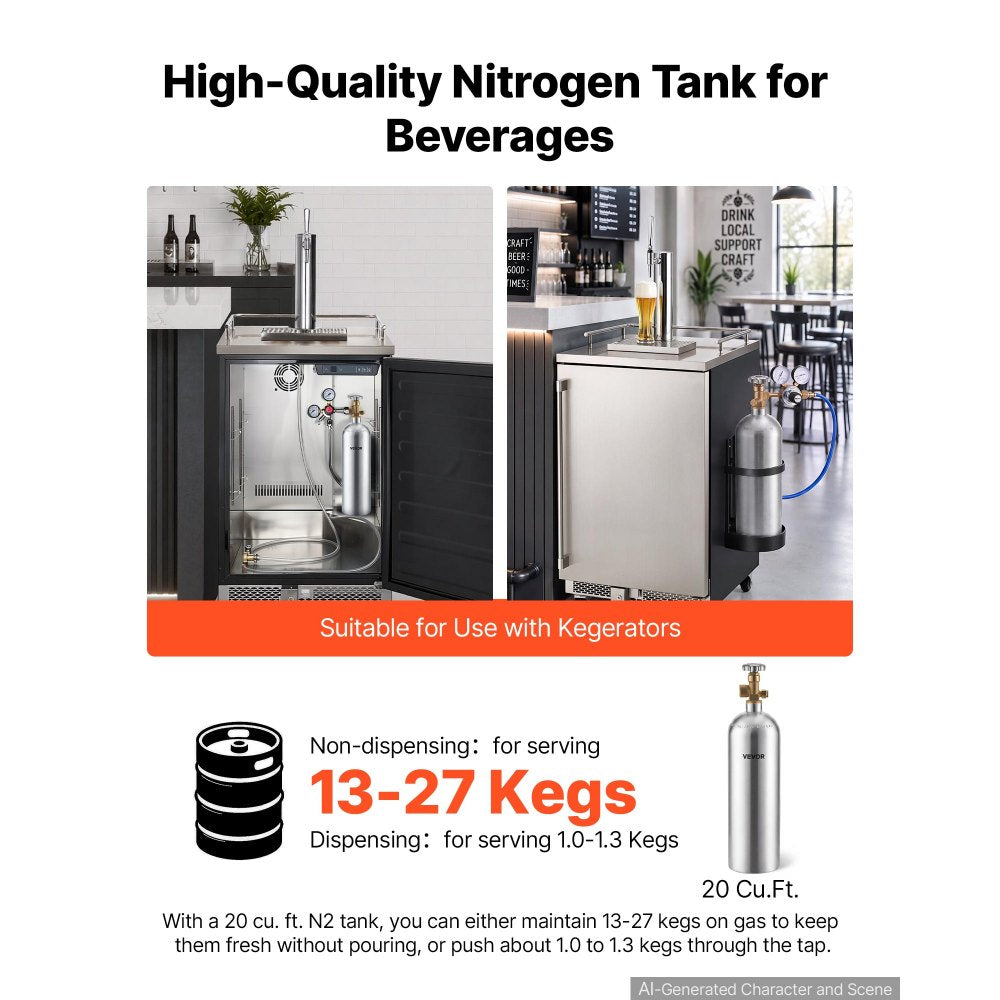 VEVOR 20 Cu. Ft DOT Nitrogen Cylinder Aluminum Alloy Air Tank (Ships Empty), High-Strength Aluminum Alloy 6061-T6