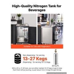 VEVOR 20 Cu. Ft DOT Nitrogen Cylinder Aluminum Alloy Air Tank (Ships Empty), High-Strength Aluminum Alloy 6061-T6