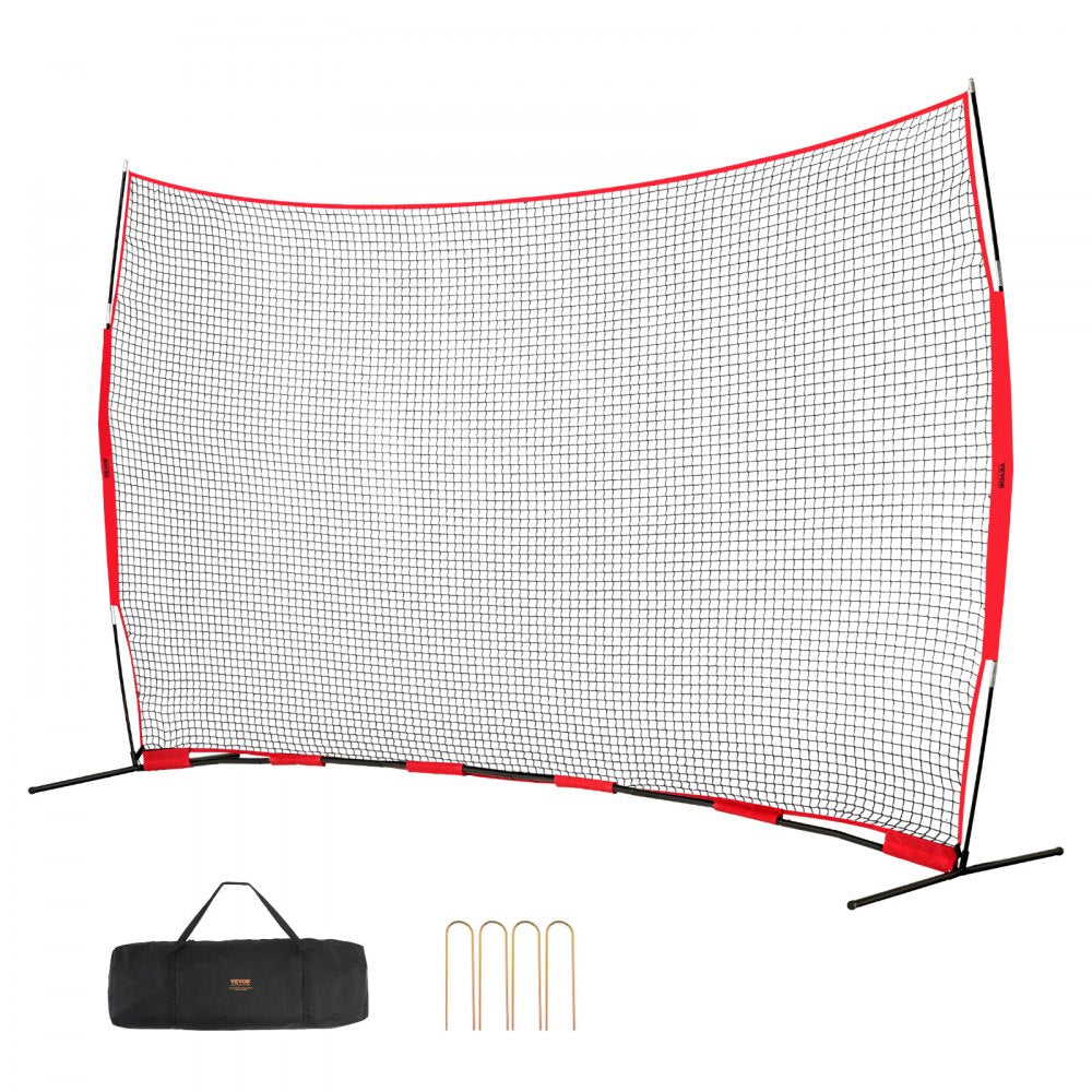 VEVOR Barricade Backstop Net, 16x10 ft Ball Sports Barrier Netting, Portable Practice Equipment with Carry Bag
