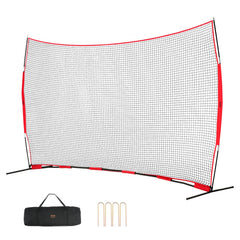 VEVOR Barricade Backstop Net, 16x10 ft Ball Sports Barrier Netting, Portable Practice Equipment with Carry Bag