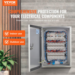 VEVOR NEMA Stainless Steel Enclosure, 16 x 12 x 8'' NEMA 4X Steel Electrical Box, IP66 Waterproof & Dustproof