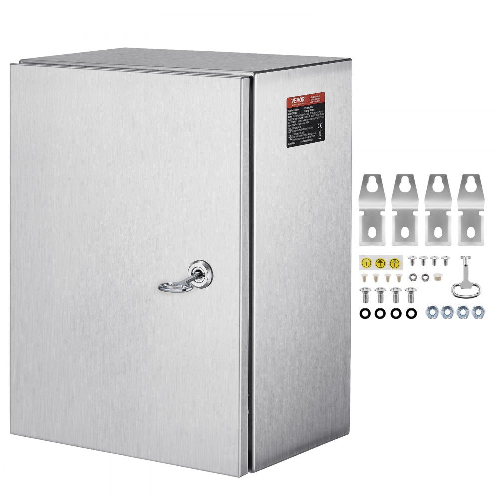 VEVOR NEMA Stainless Steel Enclosure, 16 x 12 x 8'' NEMA 4X Steel Electrical Box, IP66 Waterproof & Dustproof