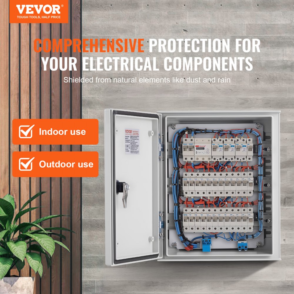 VEVOR NEMA Electric Box, 12x10x6'' NEMA 4X Fiberglass Electric Enclosure, IP66 Water & Dust Resistant, Suitable for