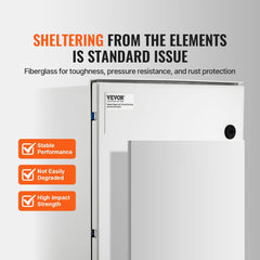 VEVOR NEMA Steel Enclosure, 24 x 16 x 9'' NEMA 4X Fiberglass Electrical Box, IP66 Waterproof & Dustproof