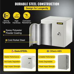 VEVOR NEMA Metal Case, 8x8x6'' NEMA 4X Metal Electric Enclosure, IP66 Water & Dust Resistant, Suitable for Both Outdoor