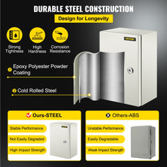 VEVOR NEMA Steel Enclosure 12×8×6,NEMA 4X Steel Electrical Box,IP66 Waterproof & Dustproof,Outdoor/Indoor Electrical