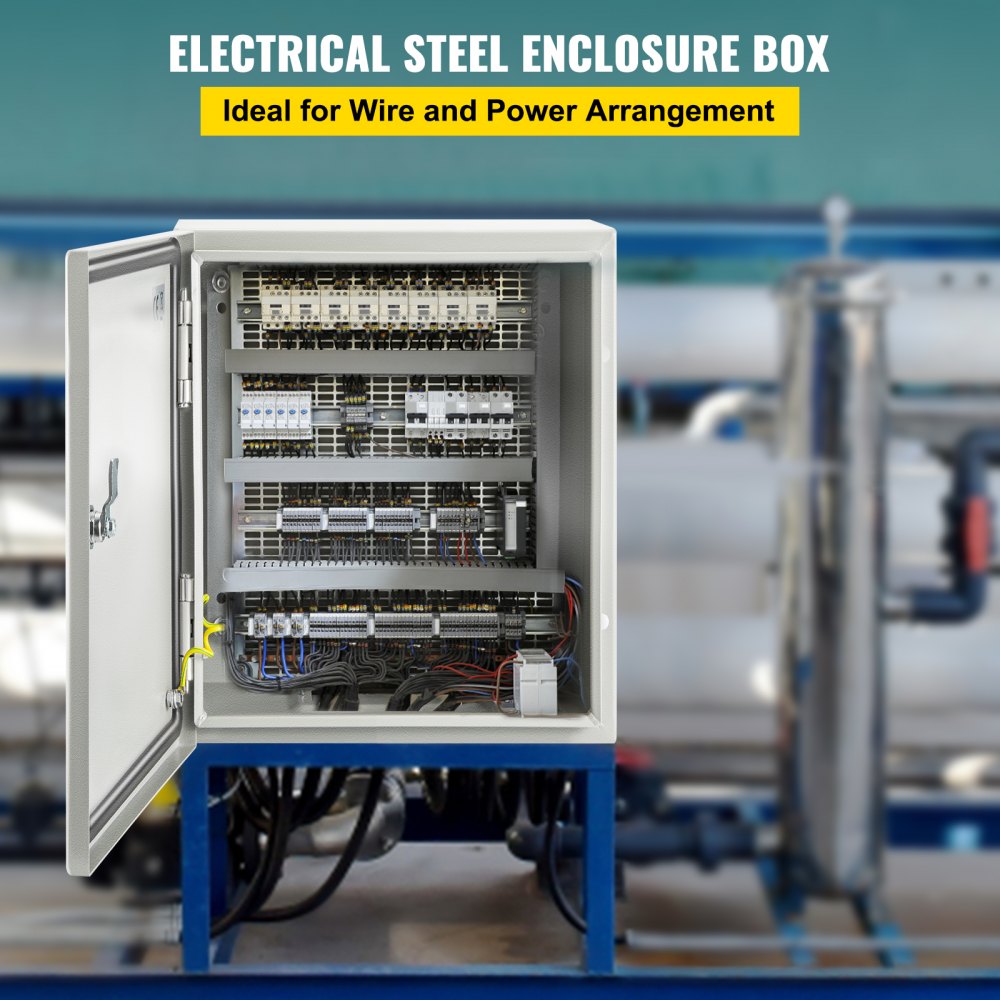 VEVOR NEMA Steel Enclosure, 12 x 10 x 6'' NEMA 4X Steel Electrical Box, IP66 Waterproof & Dustproof, Outdoor/Indoor