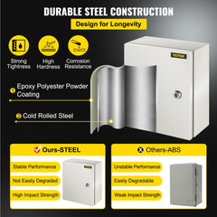 VEVOR NEMA Steel Enclosure, 12 x 10 x 6'' NEMA 4X Steel Electrical Box, IP66 Waterproof & Dustproof, Outdoor/Indoor