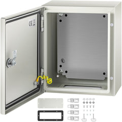 VEVOR NEMA Steel Enclosure, 12 x 10 x 6'' NEMA 4X Steel Electrical Box, IP66 Waterproof & Dustproof, Outdoor/Indoor