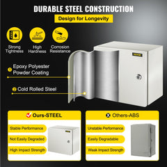 VEVOR NEMA Steel Enclosure, 12 x 12 x 8'' NEMA 4X Steel Electrical Box, IP66 Waterproof & Dustproof, Outdoor/Indoor