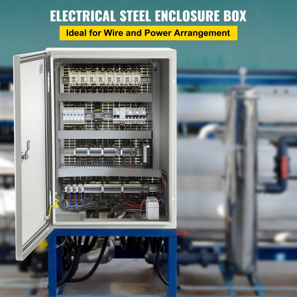VEVOR Carbon Steel Electrical Box, 16x12x6 inches, Hinged Cover, IP66 Waterproof & Dust Resistant, Suitable for Outdoor