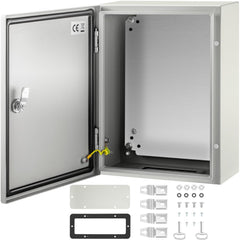 VEVOR Carbon Steel Electrical Box, 16x12x6 inches, Hinged Cover, IP66 Waterproof & Dust Resistant, Suitable for Outdoor