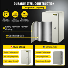 VEVOR NEMA Steel Enclosure, 20 x 12 x 10'' NEMA 4X Steel Electrical Box, IP66 Waterproof & Dustproof, Outdoor/Indoor