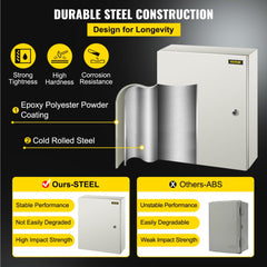 VEVOR NEMA Steel Case, 20x16x6'' NEMA 4X Metal Electric Enclosure, IP66 Water & Dust Resistant, Suitable for Both