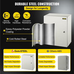 VEVOR NEMA Steel Case, 20x16x8'' NEMA 4X Metal Electric Enclosure, IP66 Water & Dust Resistant, Suitable for Both