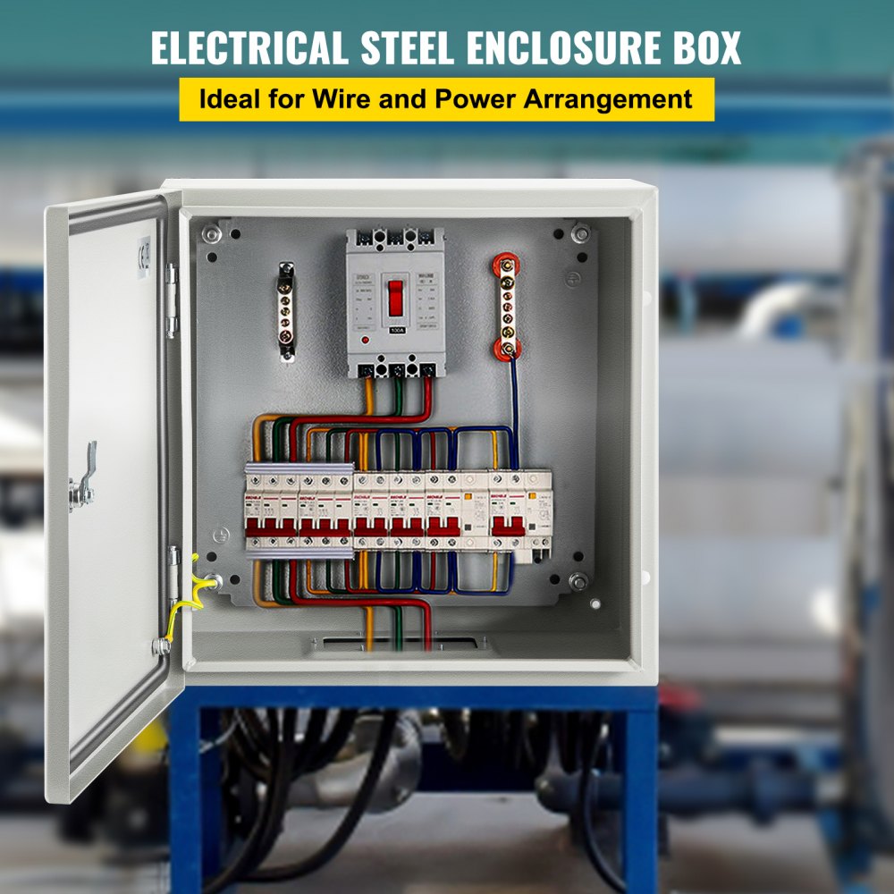 VEVOR NEMA Steel Enclosure, 20 x 20 x 6'' NEMA 4X Steel Electrical Box, IP66 Waterproof & Dustproof, Outdoor/Indoor
