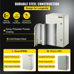 VEVOR NEMA Steel Enclosure, 24 x 16 x 10'' NEMA 4X Steel Electrical Box, IP66 Waterproof & Dustproof, Outdoor/Indoor