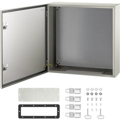 VEVOR NEMA Steel Case, 24x24x8'' NEMA 4X Metal Electric Enclosure, IP66 Water & Dust Resistant, Suitable for Both