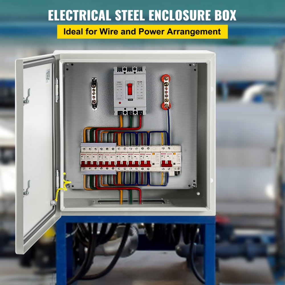 VEVOR NEMA Metal Case, 24x24x12'' NEMA 4X Metal Electric Enclosure, IP66 Water & Dust Resistant, Suitable for Both