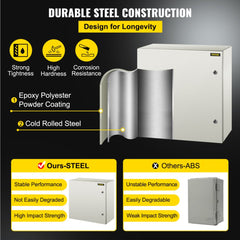 VEVOR NEMA Metal Case, 24x24x12'' NEMA 4X Metal Electric Enclosure, IP66 Water & Dust Resistant, Suitable for Both