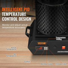 VEVOR Gold Melting Furnace, 1350W, 2102 ℉ Max Temperature, Digital Electric Melting Furnace with 1 kg and 3 kg Ceramic