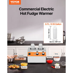 VEVOR Electric Bottle Warmer with Bottles, 0.8x2 LCommercial Cheese Dispenser, Hot Fudge Warmer 86-185℉ Temp