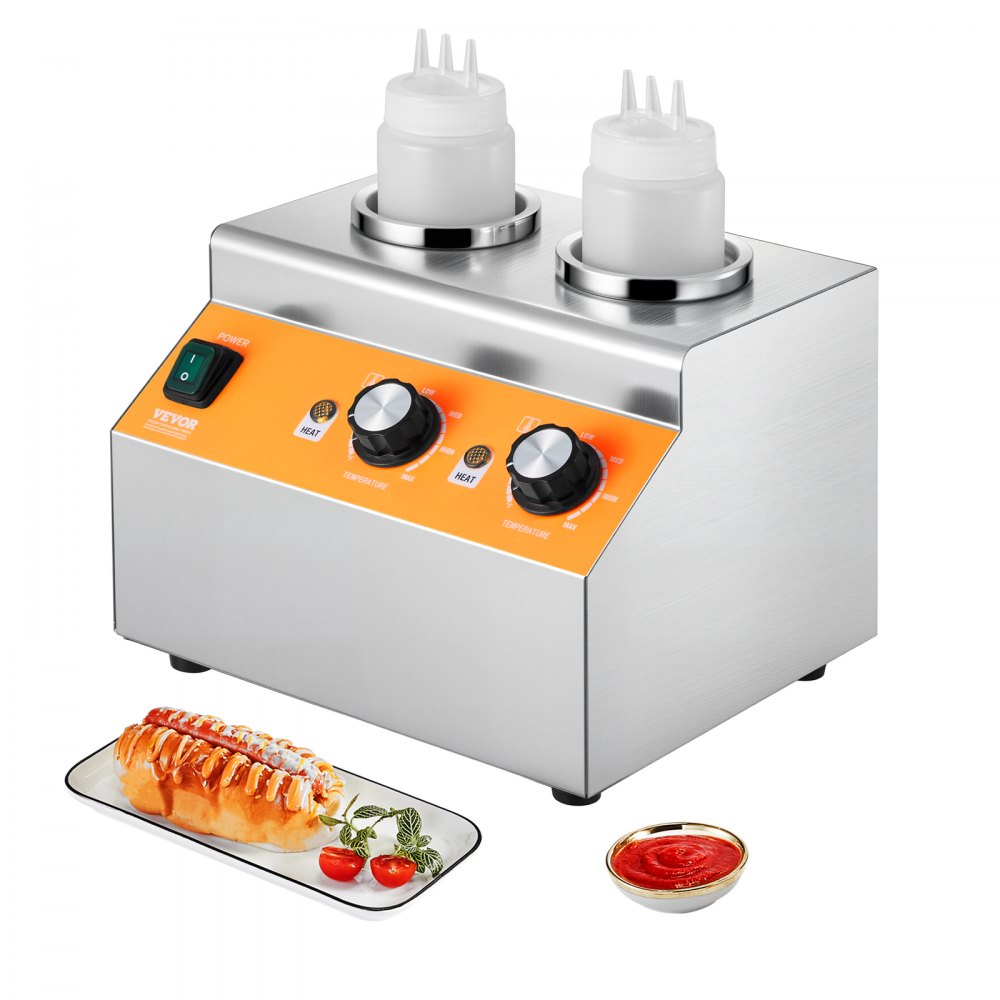VEVOR Electric Bottle Warmer with Bottles, 0.8x2 LCommercial Cheese Dispenser, Hot Fudge Warmer 86-185℉ Temp