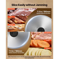 VEVOR Meat Slicer, 7.5" Electric Deli Slicer with 2 SUS420 Blades & 0-0.6" Adjustable Thickness, 200W Home Food-Slicer