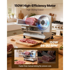VEVOR Meat Slicer, 6.7 inch 150W Electric Deli Slicer Machine with two SUS420 Blades, 0-0.6 inch Adjustable Thickness