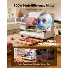 VEVOR Meat Slicer, 8.6" Electric Deli Slicer with 2 SUS420 Blades & 0-0.6" Adjustable Thickness, Dual Security Lock