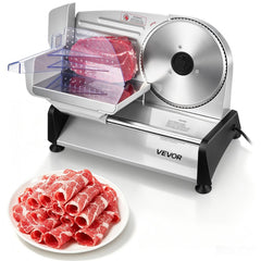VEVOR Meat Slicer, 7.5 inch 200W Electric Deli Slicer Machine with SUS420 Blade, 0-0.6 inch Adjustable Thickness, ETL
