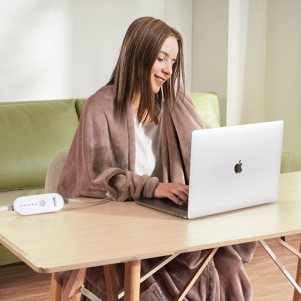 VEVOR Heated Blanket Electric Throw, 100" x 90" King Size, Soft Flannel Heating Blanket with 10 Hours Timer Auto-off &