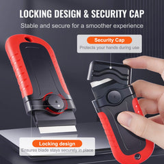 VEVOR Razor Blade Scraper, 15 Extra Blades, Locking Scraper Tool with Security Cap, Carbon Steel and POM Blades, for