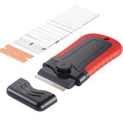VEVOR Razor Blade Scraper, 15 Extra Blades, Locking Scraper Tool with Security Cap, Carbon Steel and POM Blades, for