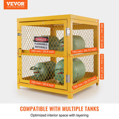 VEVOR Horizontal Cylinder Storage Cabinet, 4 x 33 lbs Cylinder Capacity, 31.02x30.04x35 inch Propane Storage Cage, Gas