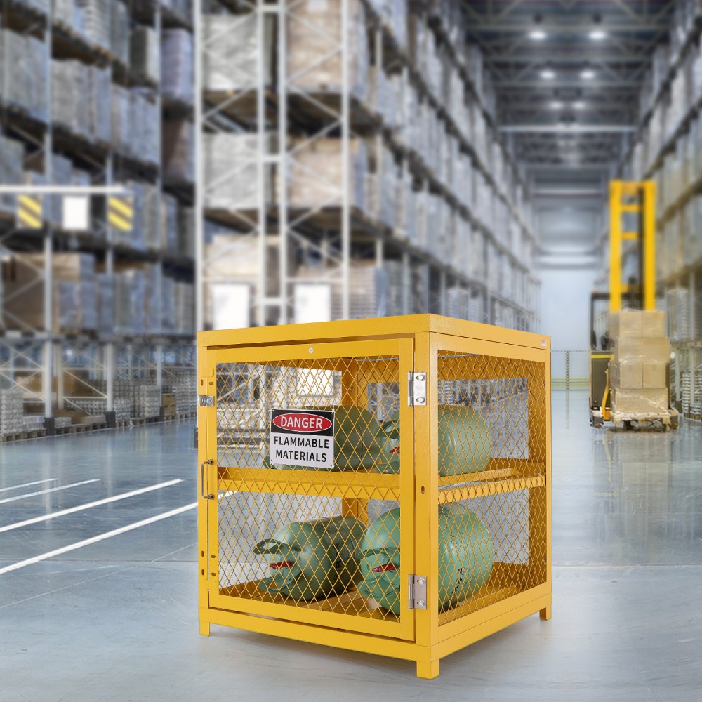 VEVOR Horizontal Cylinder Storage Cabinet, 4 x 33 lbs Cylinder Capacity, 31.02x30.04x35 inch Propane Storage Cage, Gas