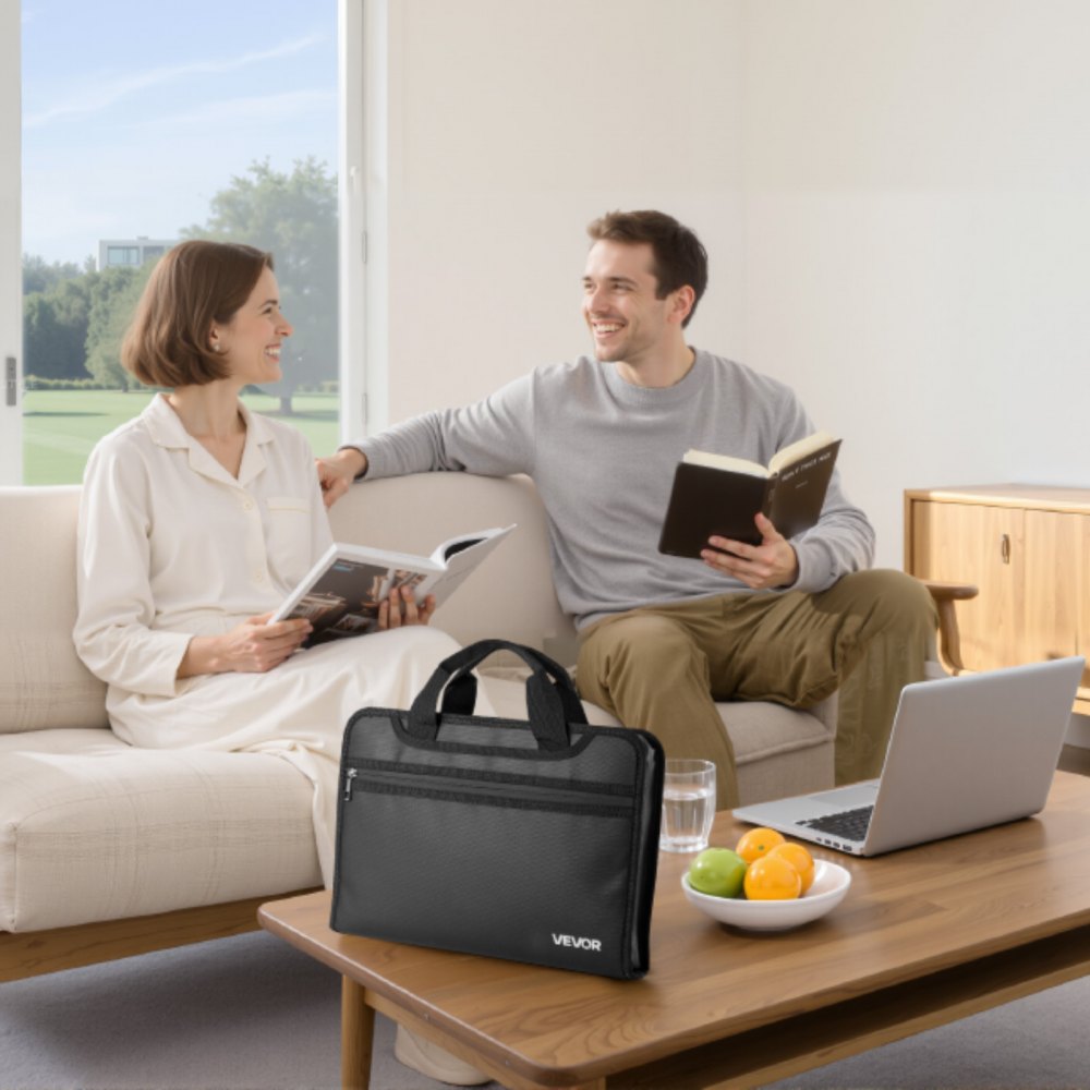 VEVOR Fireproof Document Bag, 1832 ℉ Heat Insulated Fireproof & Waterproof Bag, Portable Multi-Layer File Storage